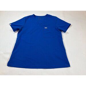 Figs Technical Collection Blue Scrub Top V-Neck Large Short Sleeves (JJ272)